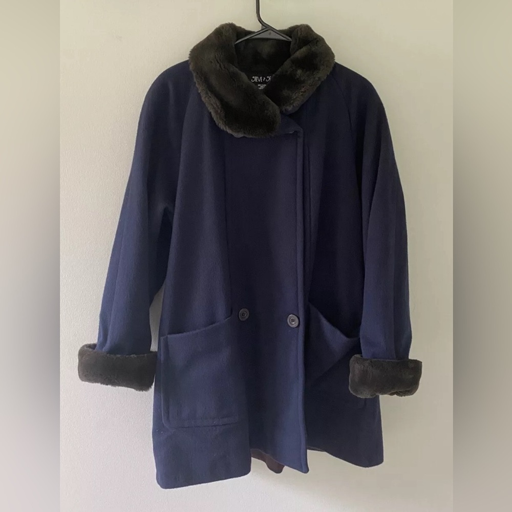 Vintage Steve by Searle Blue Double Breasted Heavy Luxury Wool Coat Women's 8